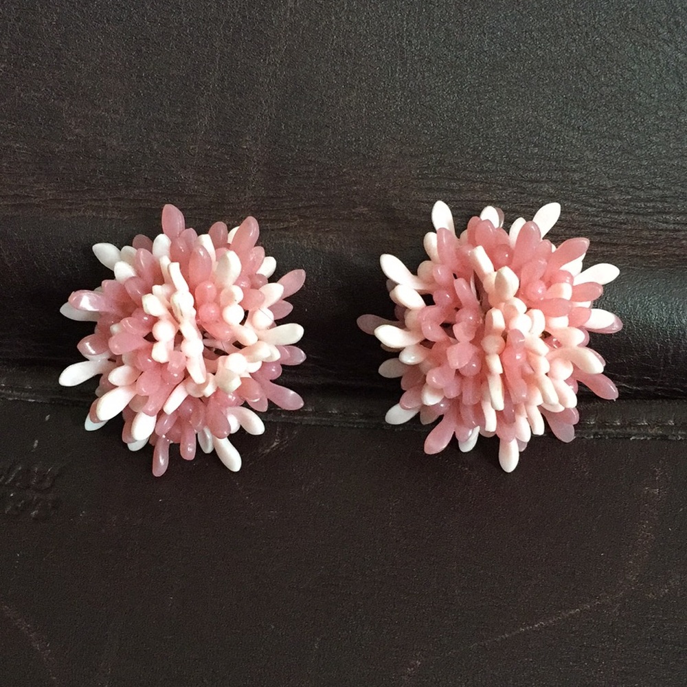 Vintage Pink Burst 2D Clip-on Earrings W. Germany